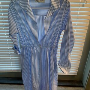 Cecile Blue Striped Long Sleeve Dress